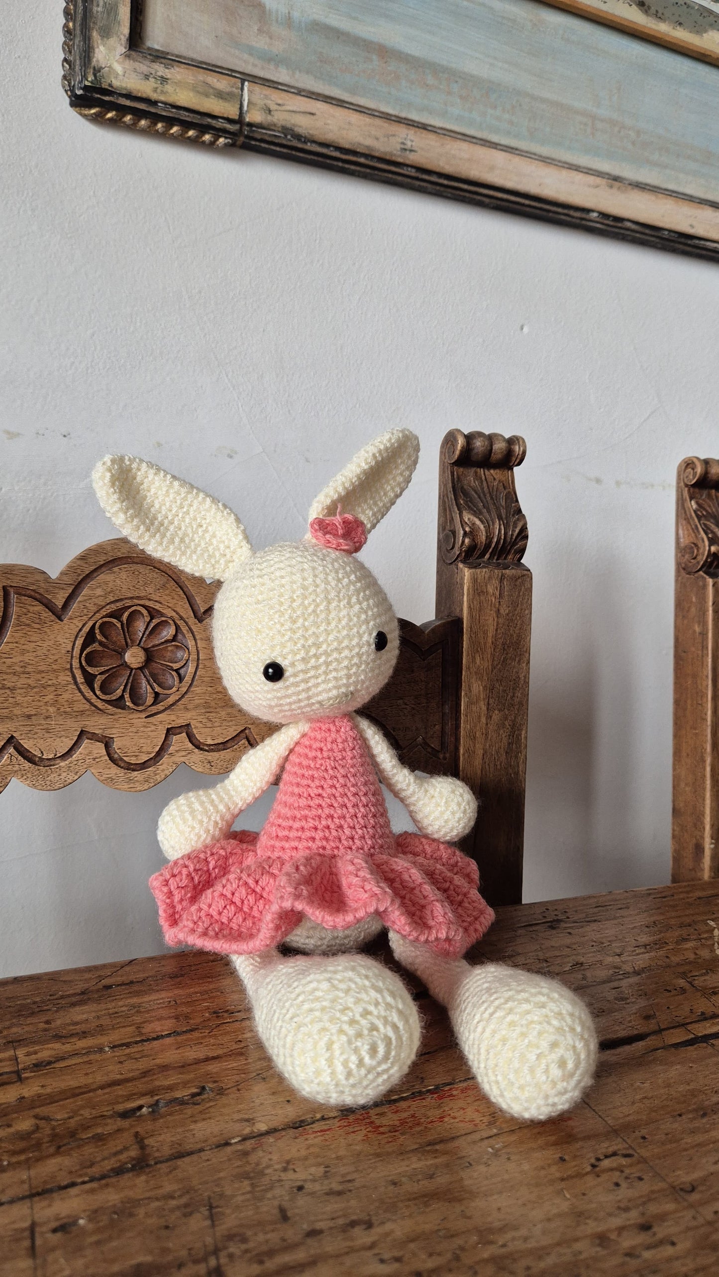 Coniglietta Judy 16x31cm - Peluche Coniglio in Filato Acrilico