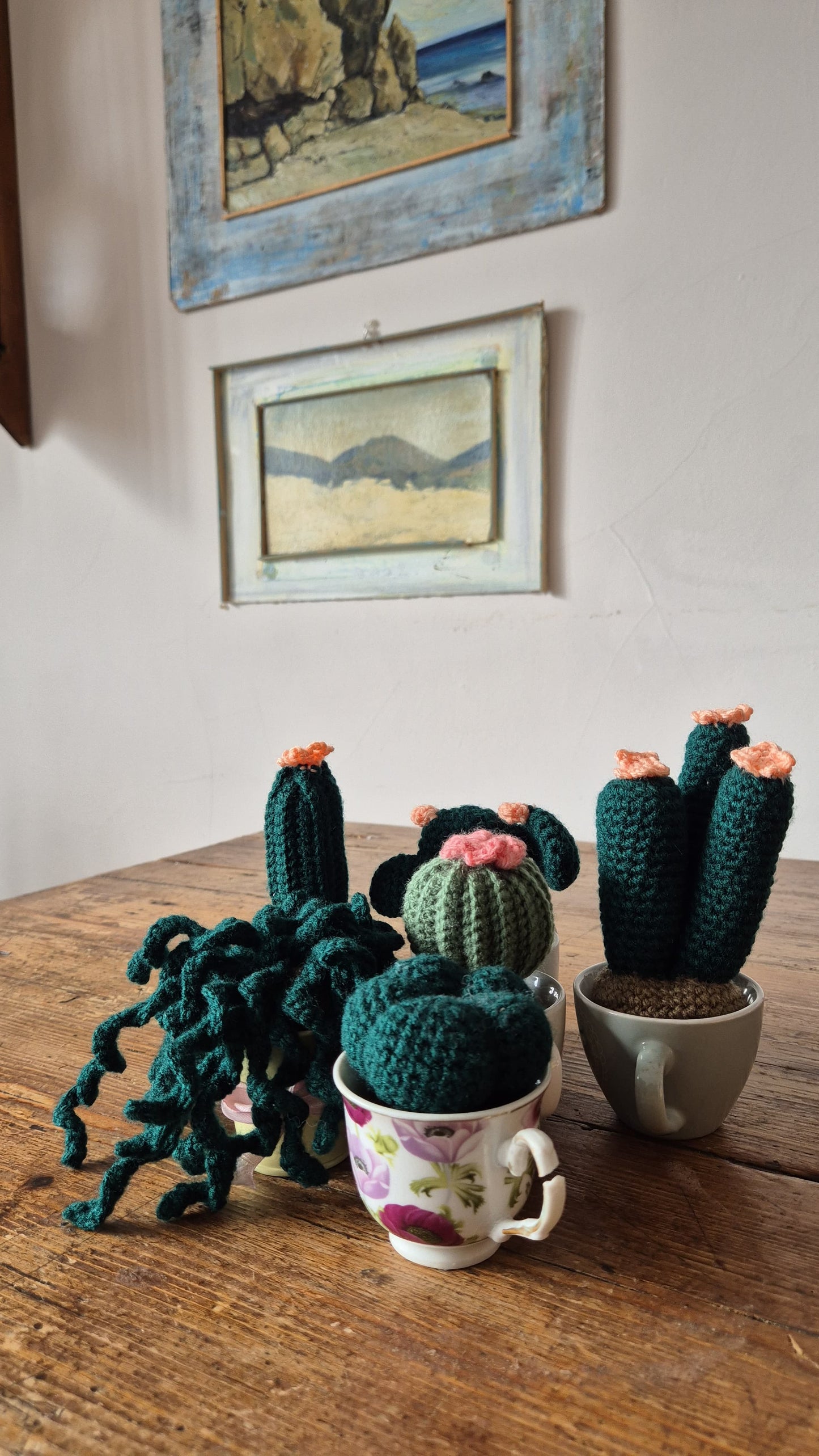 Pianta Alba 4x9cm - Pianta Grassa Decorativa in Filato Acrilico