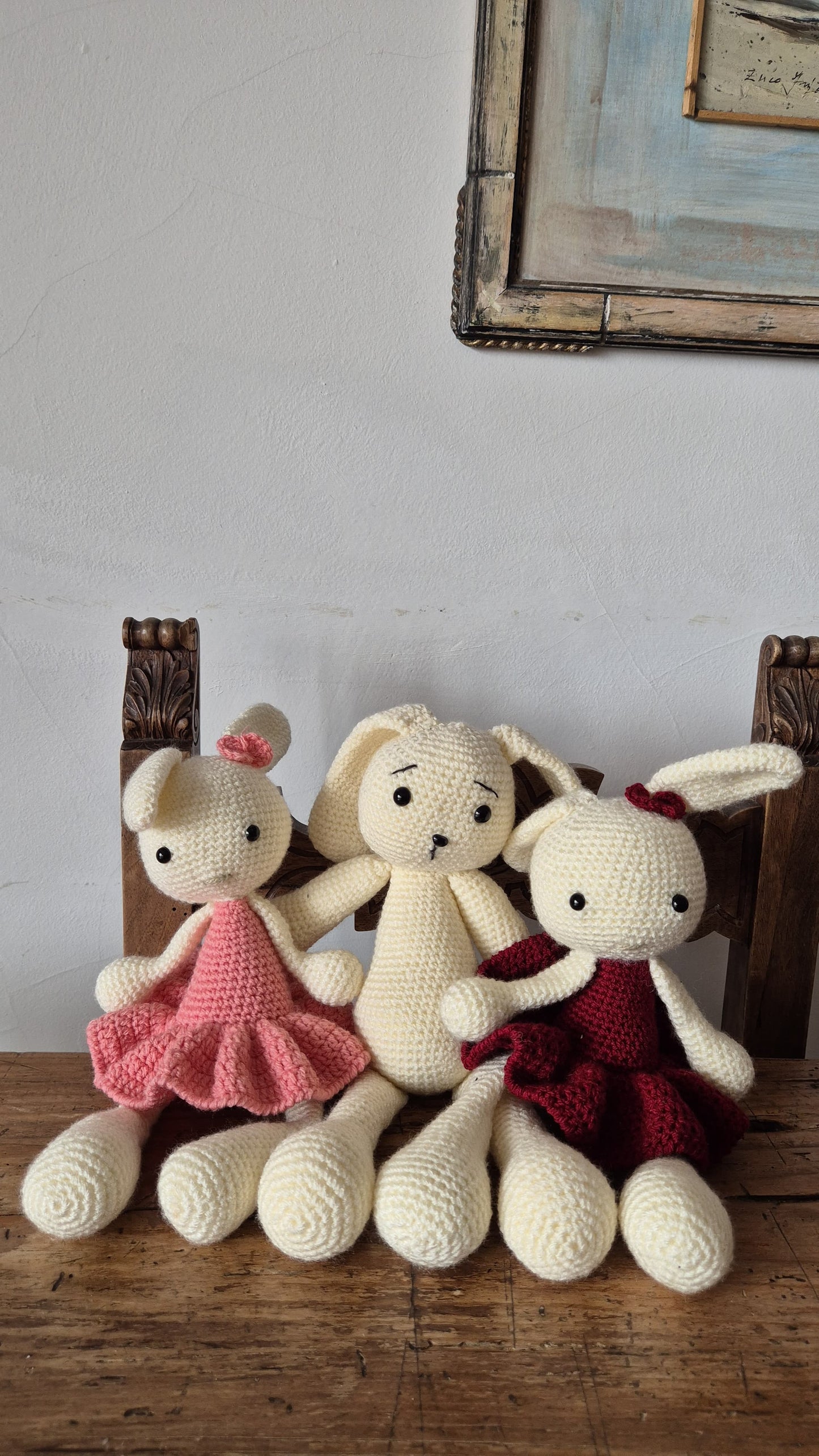 Coniglietta Judy 16x31cm - Peluche Coniglio in Filato Acrilico