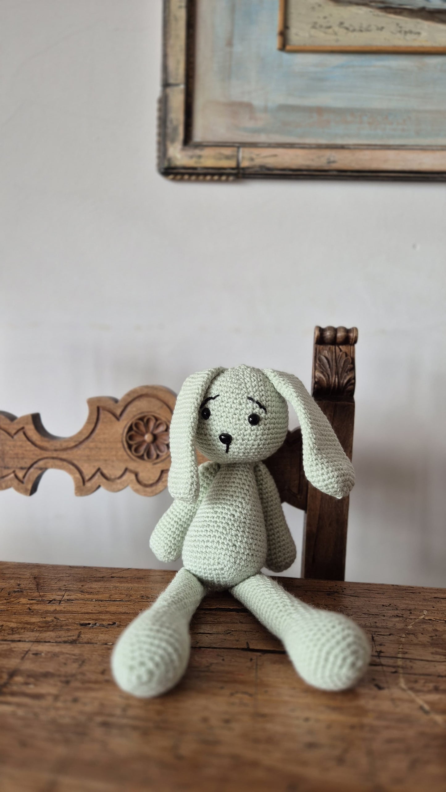 Coniglietto Snow 16x33cm - Peluche Personalizzabile in Filato Acrilico