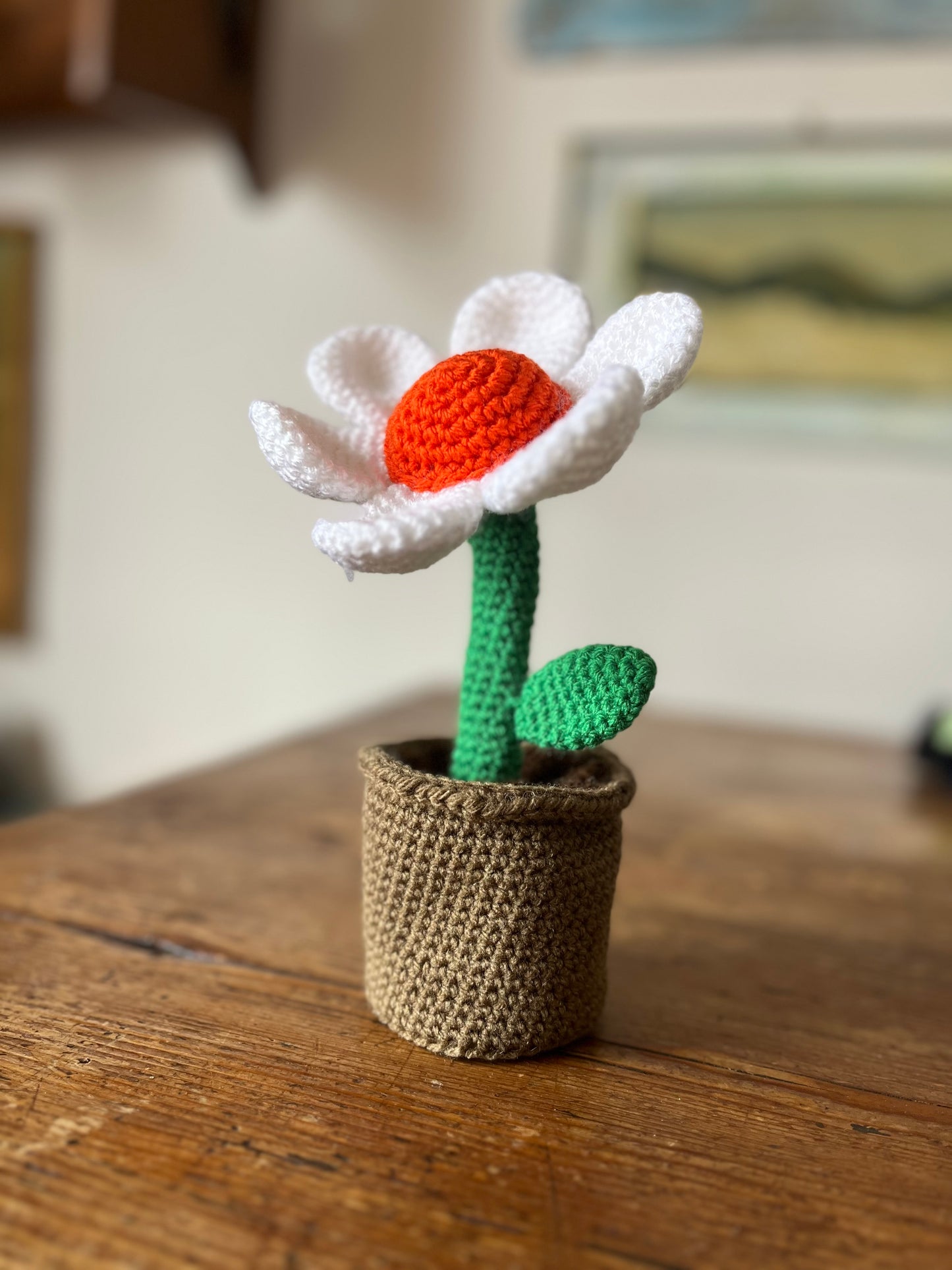 Fiore Daisy - 12x22cm - Decorazione Floreale in Filato Acrilico