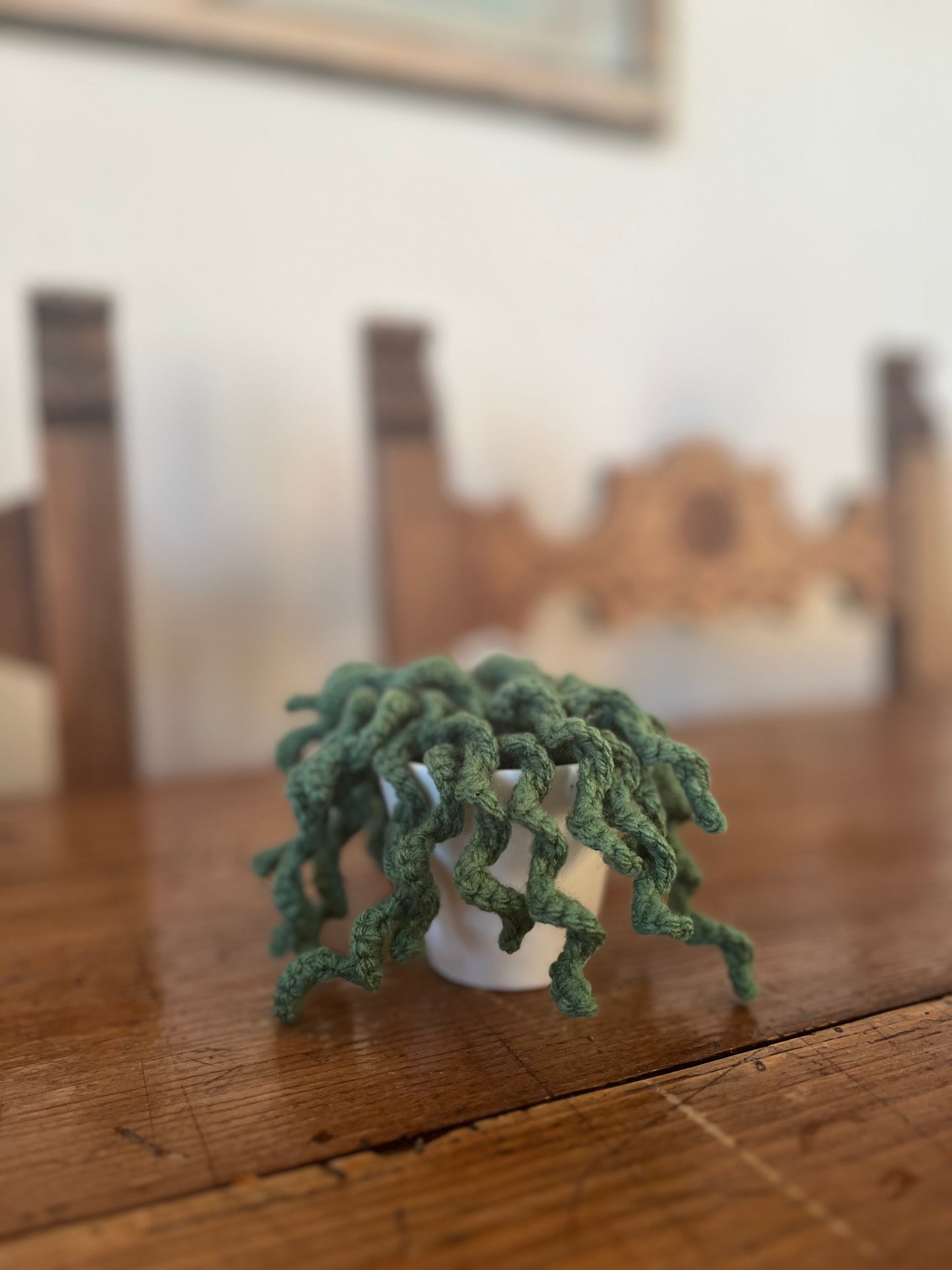 Pianta Nova 10x12cm - Green Decoration in Acrylic Yarn