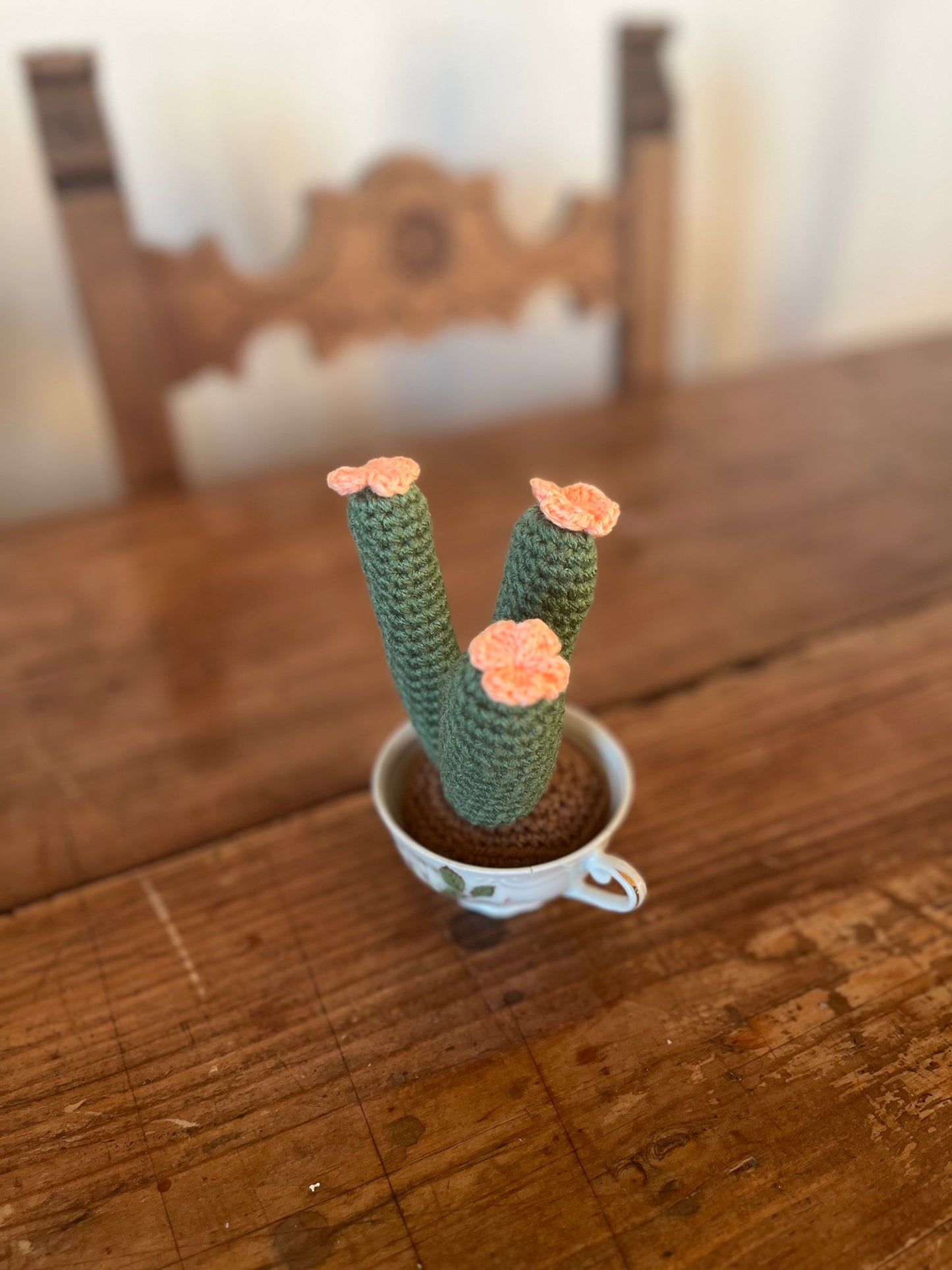 Pianta Celeste 7x11cm - Decorazione Verde in Filato Acrilico