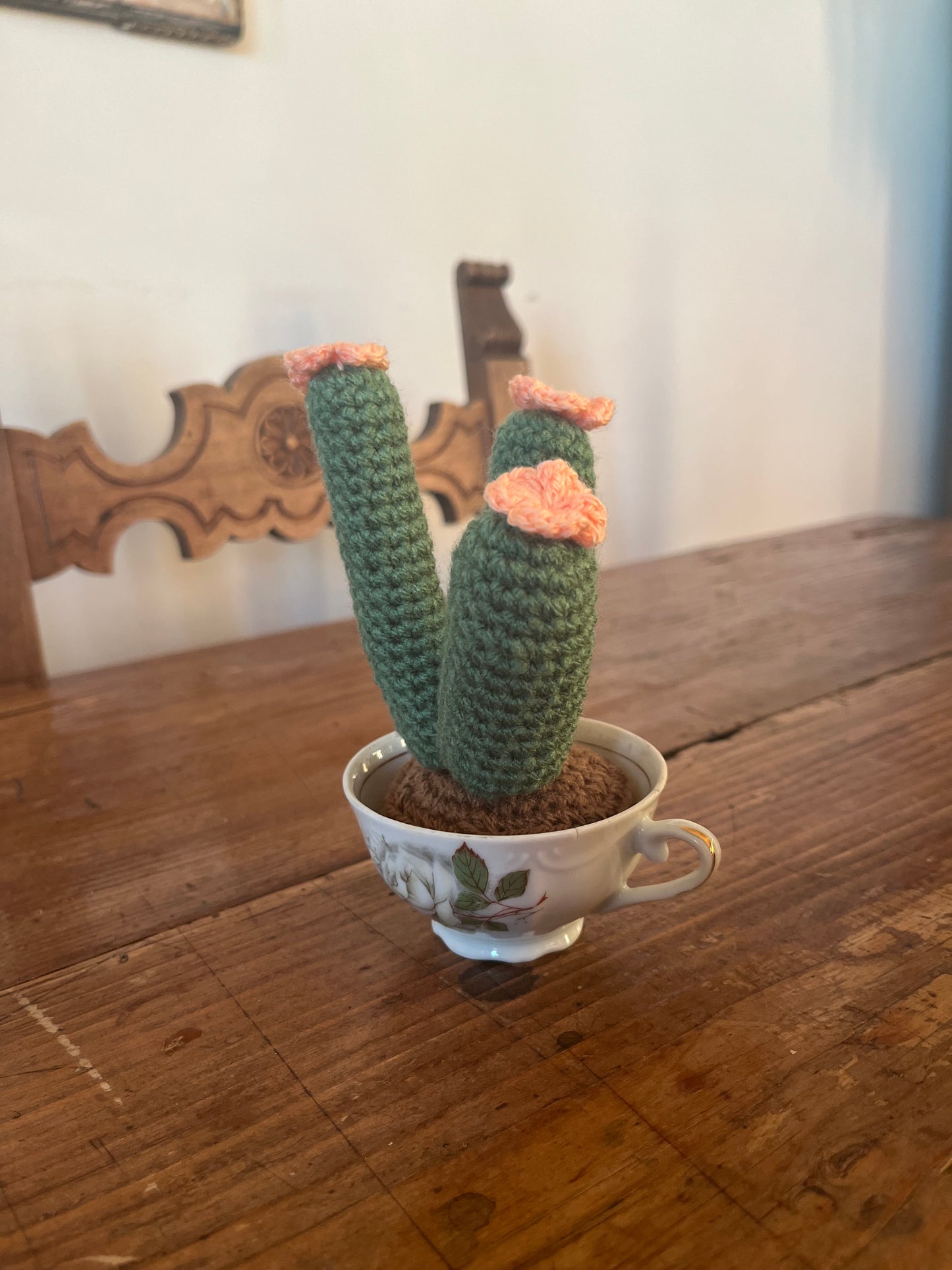 Pianta Celeste 7x11cm - Decorazione Verde in Filato Acrilico