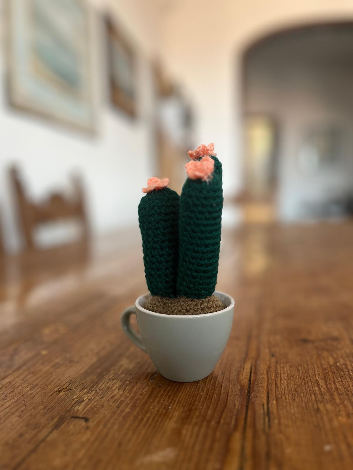 Pianta Celeste 7x11cm - Decorazione Verde in Filato Acrilico