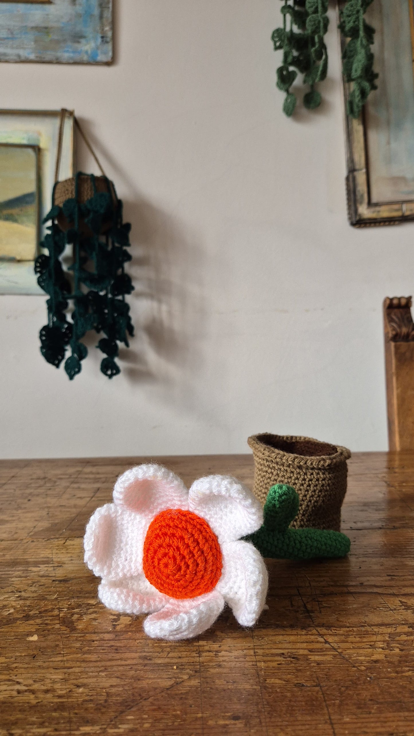 Fiore Daisy - 12x22cm - Decorazione Floreale in Filato Acrilico