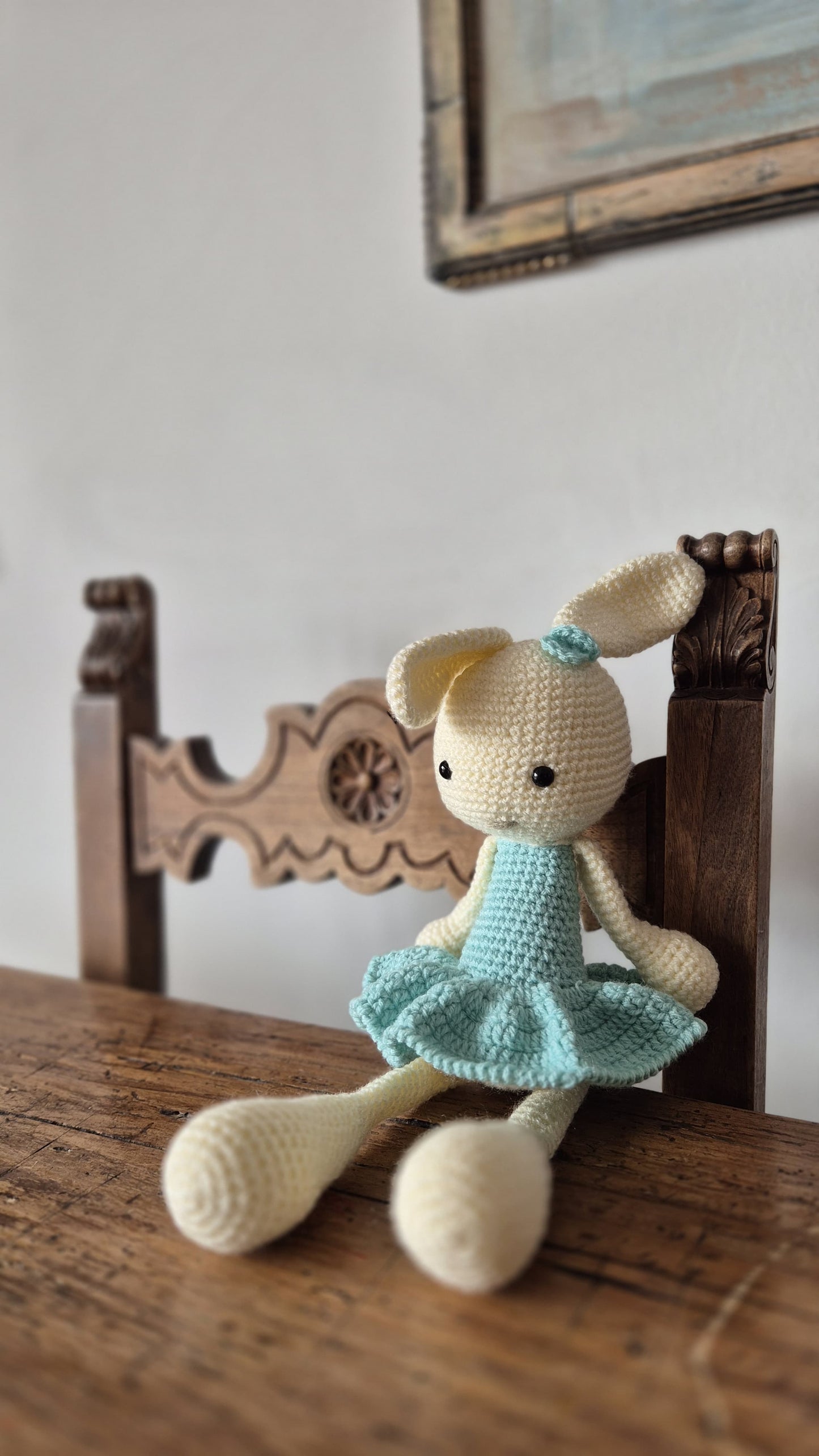 Coniglietta Judy 16x31cm - Peluche Coniglio in Filato Acrilico